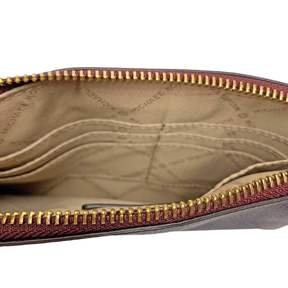 MICHAEL KORS Adele Merlot Pebbled Leather Zippered Clutch Wristlet‎ - Picture 4 of 9